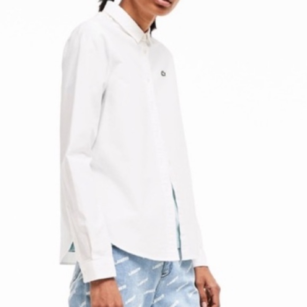 Lacoste White Slim Fit Oxford Button-Up Shirt